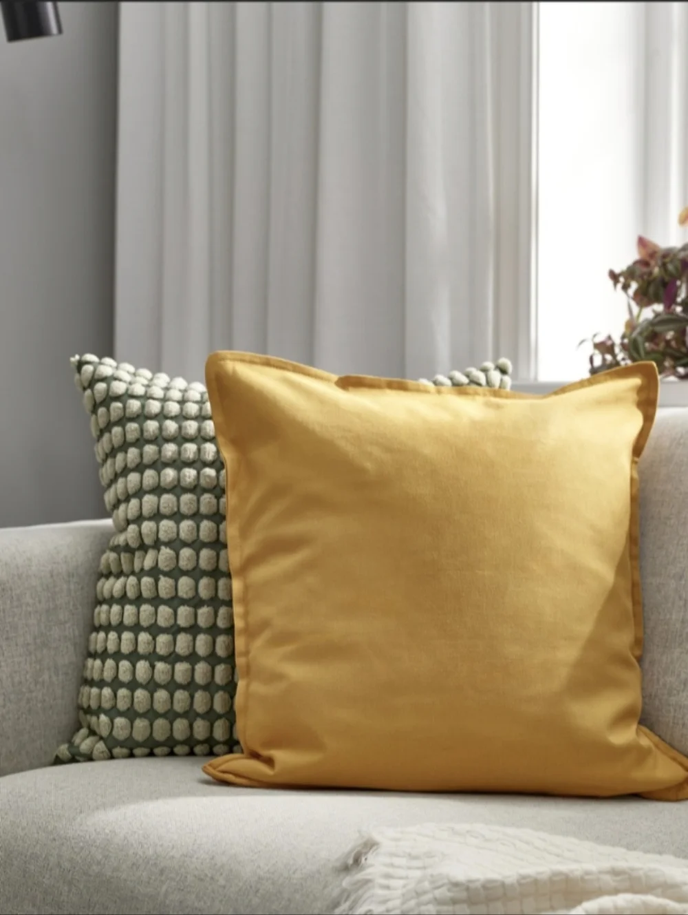 New IKEA Gurli Mustard Yellow Square Throw Pillow 20' X 20